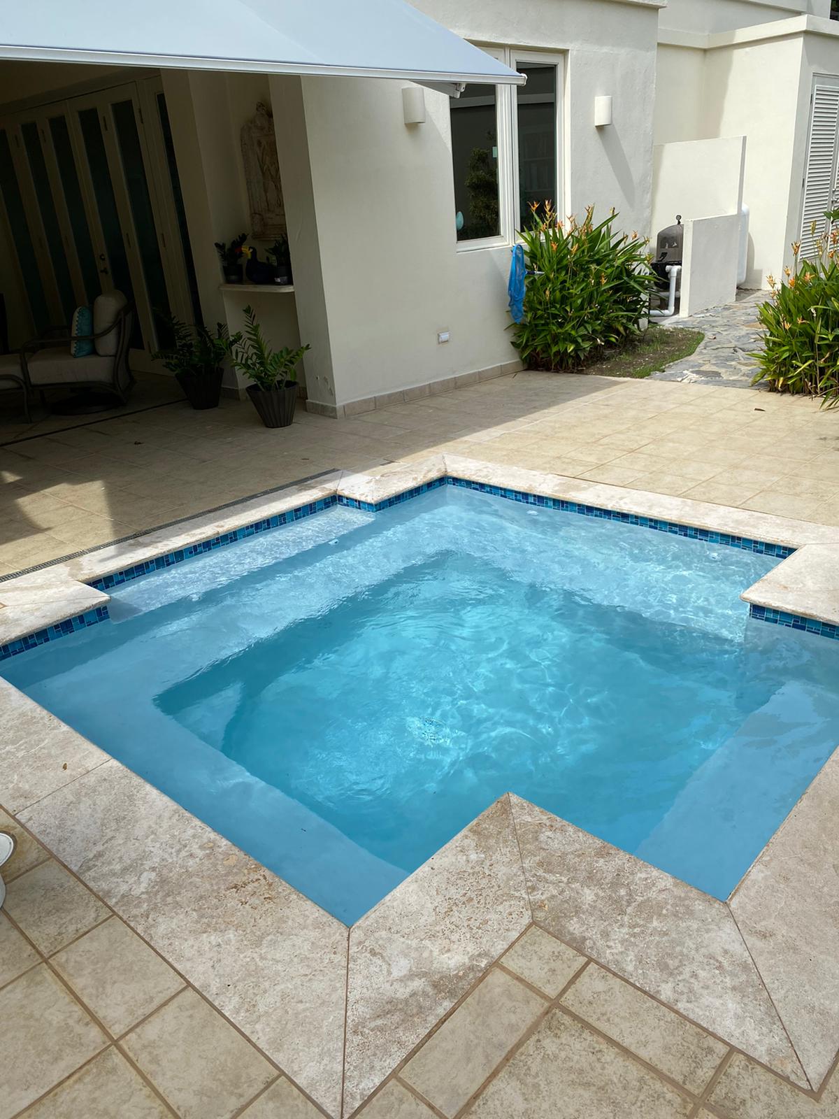 A just renovated spa with clear shinning blue water